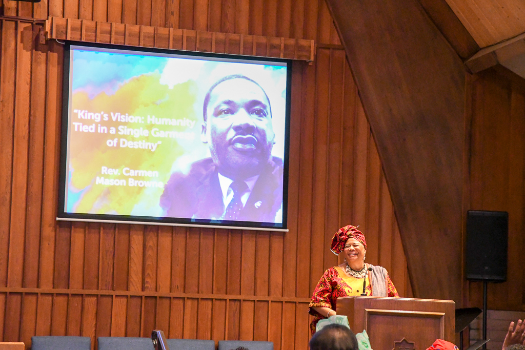 Rev. Carmen Mason Browne gives the keynote speech at the 2019 Dr. King Celebration